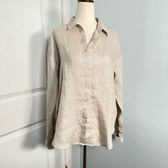 Uniqlo 100% linen essential Button Down Shirt size XS - Picture 6 of 11